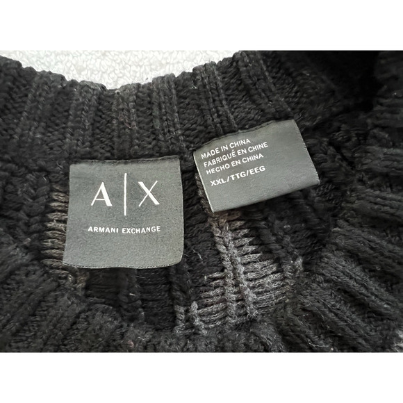 Armani Exchange A|X Mens Fair Isle Sweater Cable Knit Crew Neck heavyweight XXL - Picture 4 of 11